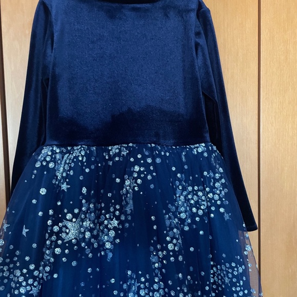 Halabaloo Velvet Little Girls Star Sequin Dress In Navy Size 6X NWT. - Picture 4 of 6